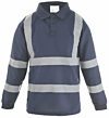 Navy Hi Vis Sleeved Polo Shirt: Fabric, Flame Retardant & Antistatic photo