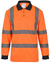 Orange Hi Vis Long Sleeve Polo Shirt EN20471 photo