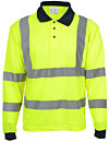 Yellow Hi Vis Long Sleeve Polo Shirt EN20471 photo
