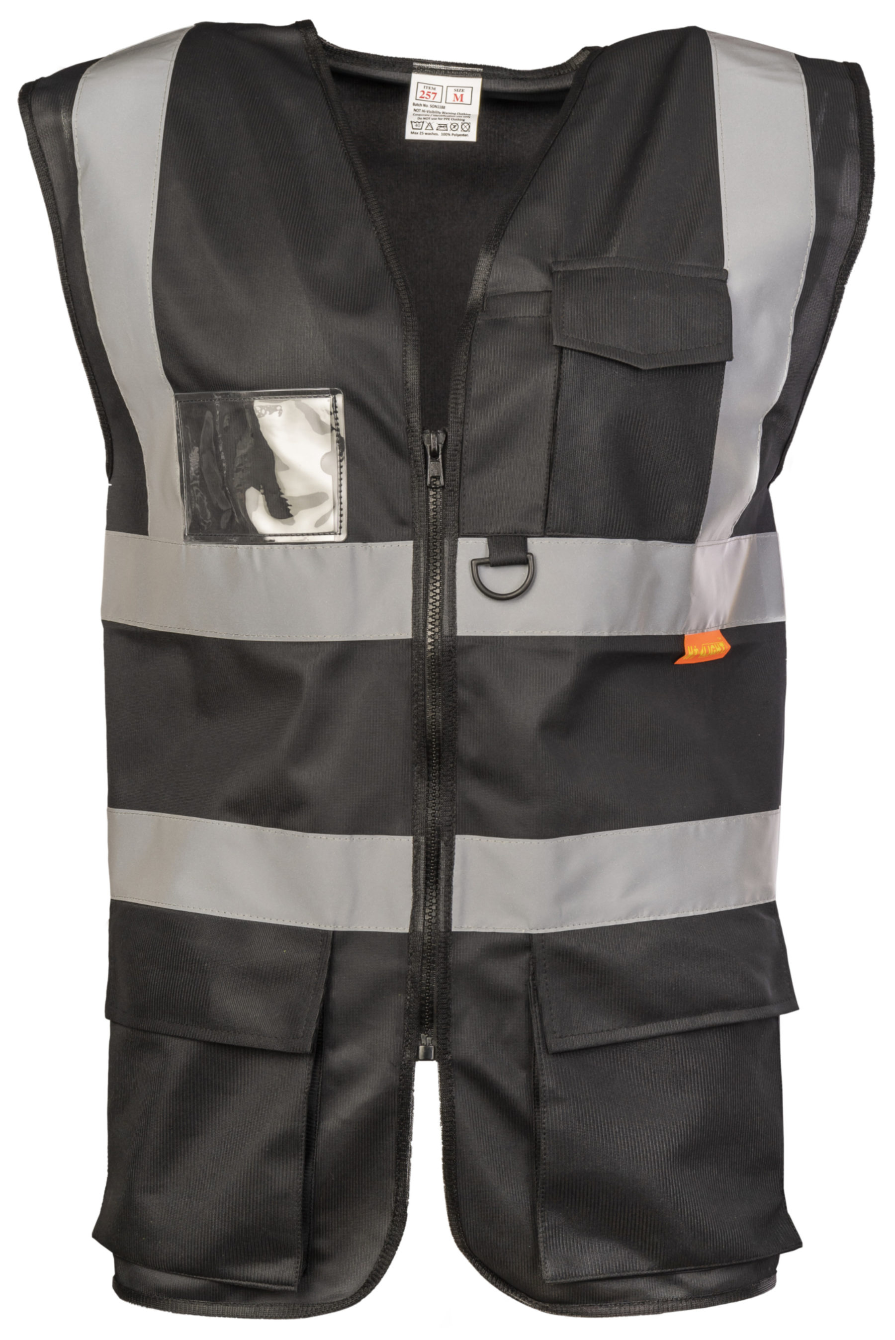 Black Superior Hi Vis Vest PPE Delivered