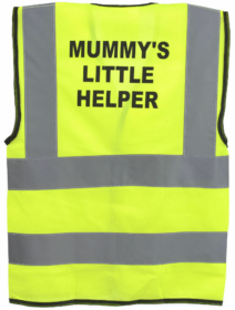 A photo of “Mummy’s Little Helper” Yellow Childrens Hi Vis Vest EN20471
