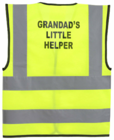A photo of “Grandad’s Little Helper” Yellow Childrens Hi Vis Vest EN20471