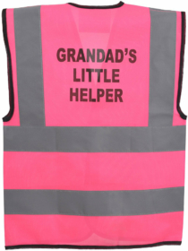 A photo of “Grandad’s Little Helper” Fuchsia Pink Childrens Hi Vis Vest